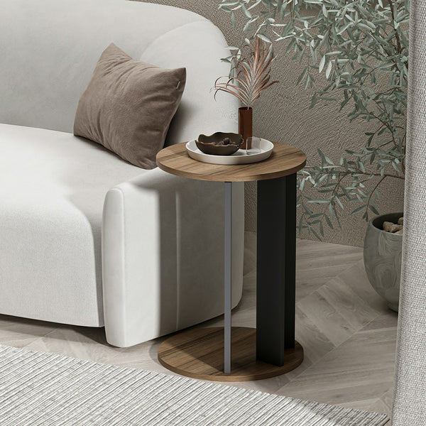 Masă laterală Frederiksberg 64x34 cm aspect nuc / antracit [en.casa]