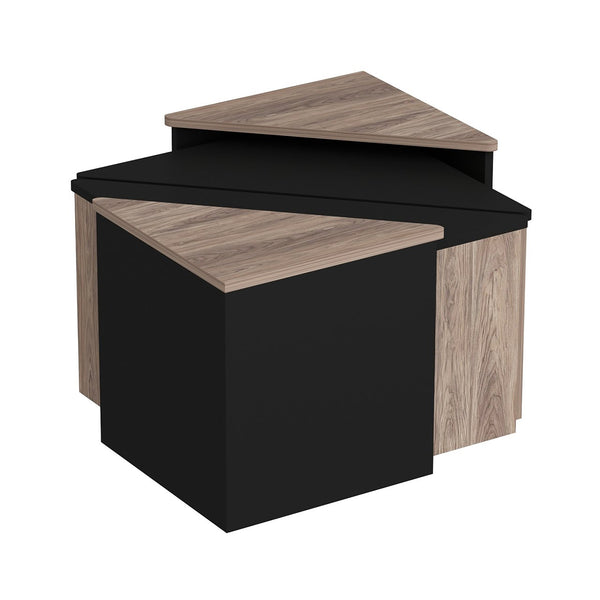 Set 4 buc masute cafea Frederikshavn stejar negru [en.casa]