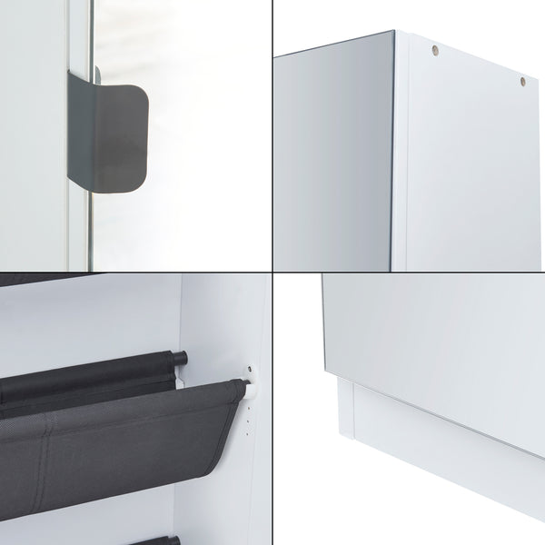 Dulap pentru pantofi Meura 160x48x20cm cu oglindă Alb [en.casa]
