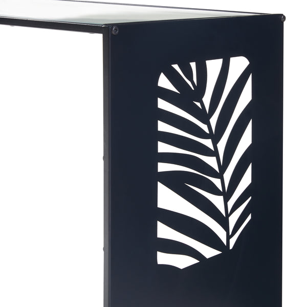 Masuta Ulvik 50x50x35cm metal sticla negru [en.casa]