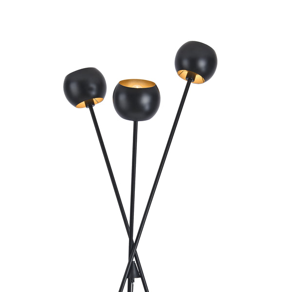 Lampadar Nykvarn 161cm 3xE14 max 40W negru/auriu [lux.pro]