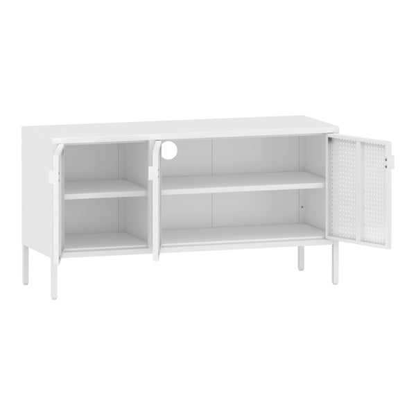 Dulap TV Castelli  114x40x60cm otel alb [en.casa]