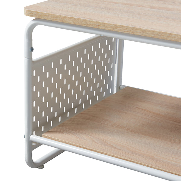 Masuta cafea Dyrøy 100x50x43cm alb stejar gri [en.casa]
