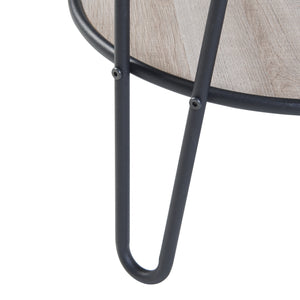 Masuta Ylöjärvi 61x44x44cm cu raft negru/efect lemn stejar [en.casa]