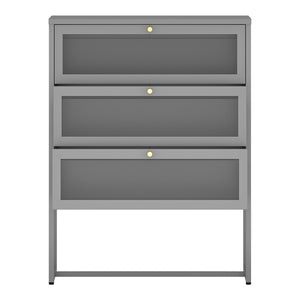 Dulap cu 3 sertare Sund 105x80x40cm otel gri [en.casa]