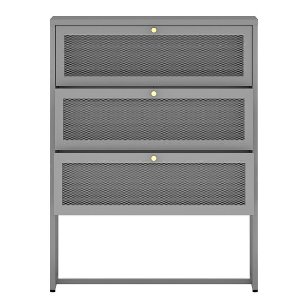 Dulap cu 3 sertare Sund 105x80x40cm otel gri [en.casa]