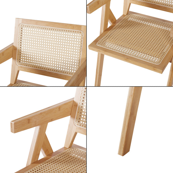 Scaun bucatarie Asikkala 79x50x50cm 120kg bambus plastic natur [en.casa]