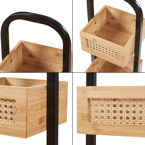 Raft de sine statator baie Tervola 73x23x18,5 cm negru natur [en.casa]