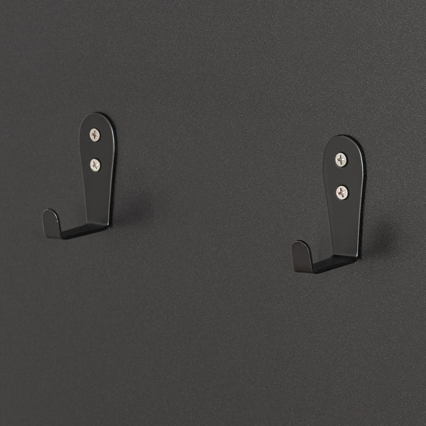Cuier panou perete hol cu oglinda Helsinge 140x59,5x16cm negru/efect lemn [en.casa]