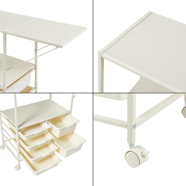 Carucior rulant Sørfold 100x37x85cm otel alb [en.casa]