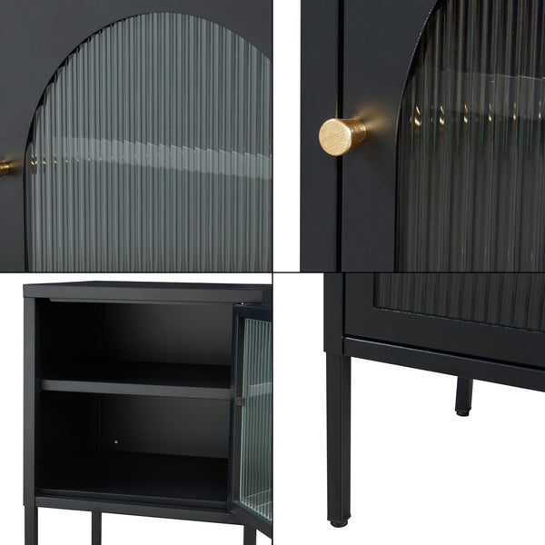 Noptiera Karlskrona 60x42,5x40cm negru mat [en.casa]
