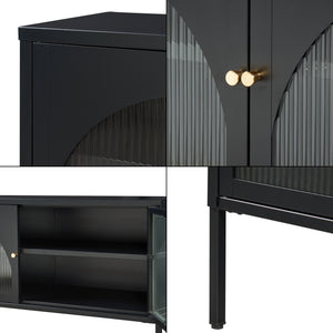 Comoda TV cu 2 usi Karlskrona 115x35x64 cm negru [en.casa]