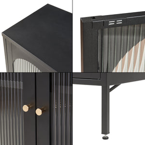 Comoda Karlskrona 101,5x80x40 cm otel sticla negru mat [en.casa]
