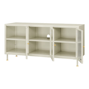 Comoda TV Lindau 120x40x59 cm cu 3 usi crem deschis [en.casa]