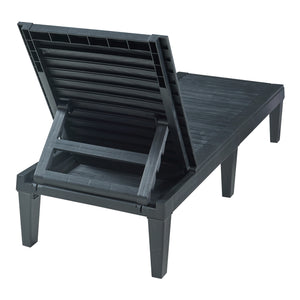 Sezlong Ateleta 172x58x73,5cm plastic negru reglabil in 5 trepte [casa.pro]