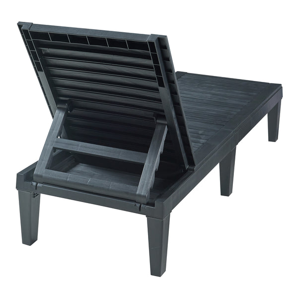 Sezlong Ateleta 172x58x73,5cm plastic negru reglabil in 5 trepte [casa.pro]