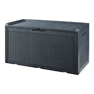 Lada depozitare gradina Atella 122x54,5x65cm negru efect ratan [casa.pro]