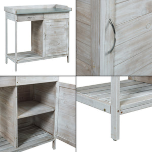 Masa plantare Aliano 98x48x94cm brad otel gri [casa.pro]