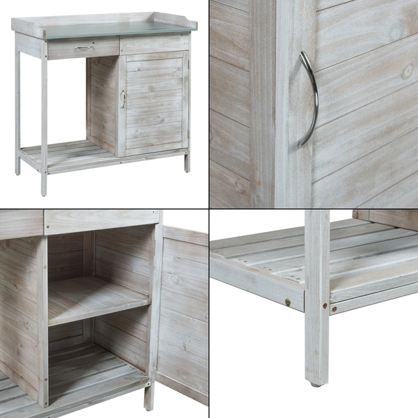 Masa plantare Aliano 98x48x94cm brad otel gri [casa.pro]