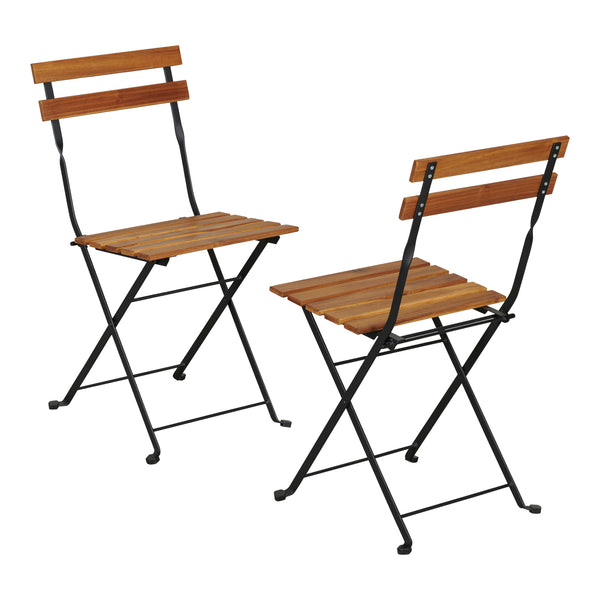 Set bistro 3 piese pliabil gradina Bovino otel lemn negru natur [casa.pro]
