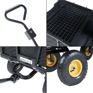 Carucior gradina cu pereti mobili si zavor Corropoli 112x51cm 550kg otel negru galben [pro.tec]