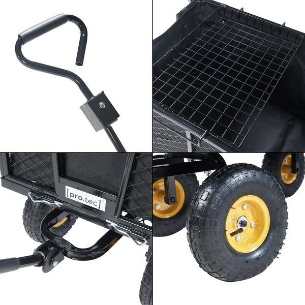 Carucior gradina cu pereti mobili si zavor Corropoli 112x51cm 550kg otel negru galben [pro.tec]