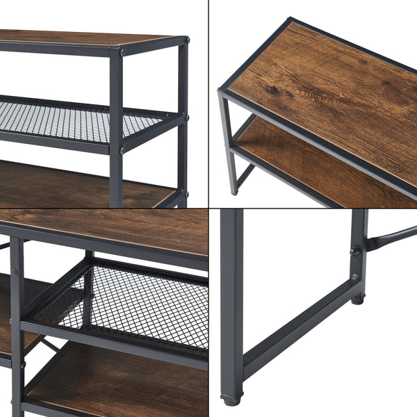 Comoda TV Västiarharg 120x30x46cm otel PAL negru efect lemn nuc [en.casa]