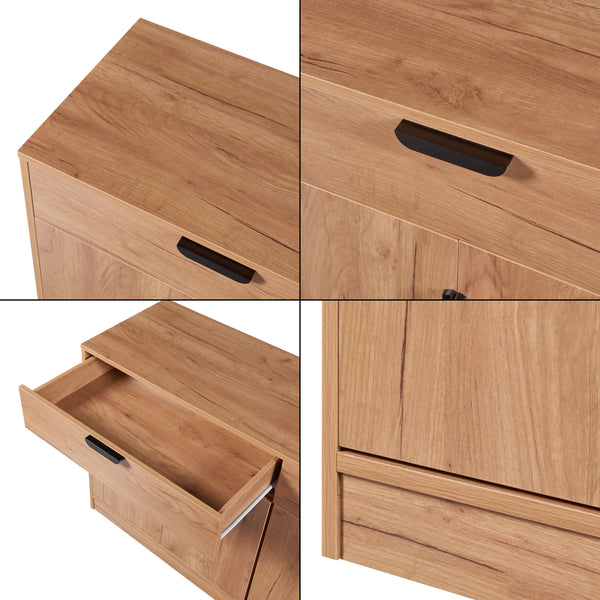 Comoda cu 4 usi si 2 sertare Varkaus 75x140x40cm stejar [en.casa]