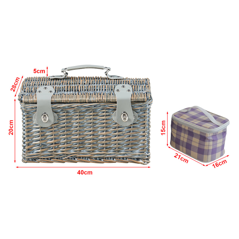 Schiță cotată Cos pinic 2 persoane cu geanta termoizolanta Folldal 40x28x25cm gri [casa.pro]