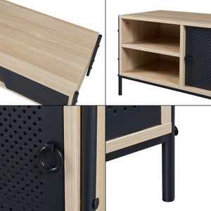 Comoda TV Tysnes 120x40x45cm culoare stejar/negru [en.casa]