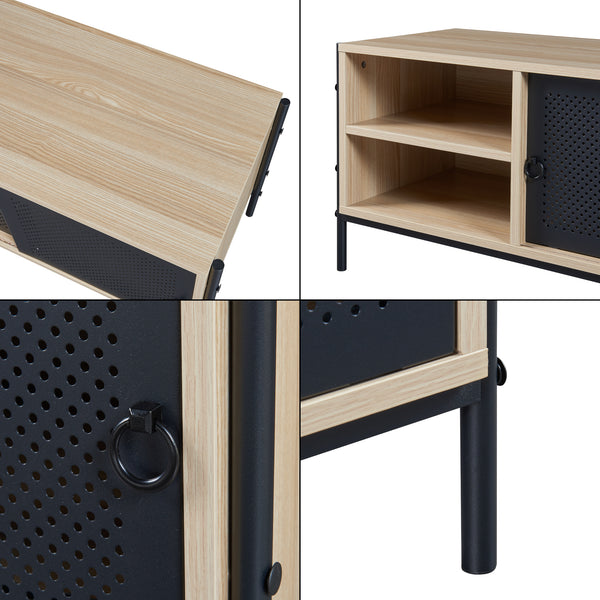 Comoda TV Tysnes 120x40x45cm culoare stejar/negru [en.casa]