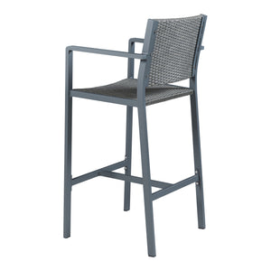 Set 2 scaune bar gradina Avise 113x56x55,5cm aluminiu poliratan gri inchis [casa.pro]