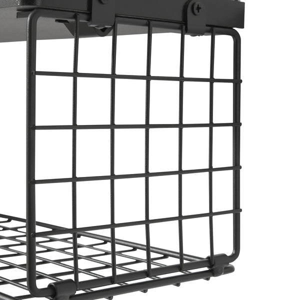 Set 2 rafturi perete baie Vik masuri diferite negru [en.casa]