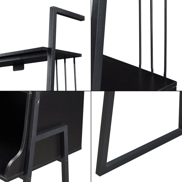 Birou Storfjord cu raft scară 184x80x40cm Negru [en.casa]