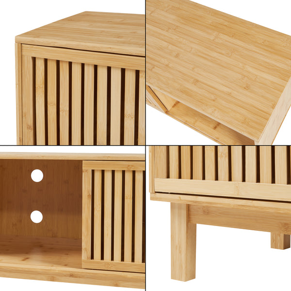 Comoda TV cu 2 usi glisante Ypäjä  150x42x50 cm bambus [en.casa]
