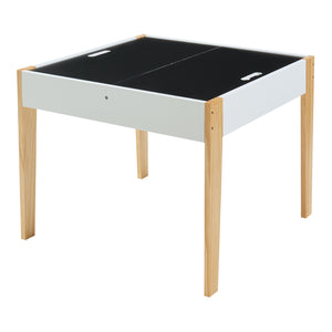 Set masa cu 2 scaune copii si tabla desenat Smedjebacken natur alb negru [en.casa]