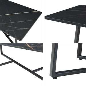 Masuta cafea Riskiften 120x60x48 cm negru marmorat [en.casa]