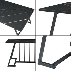 Masuta cafea Nospoo 120x60x46 cm negru marmorat [en.casa]