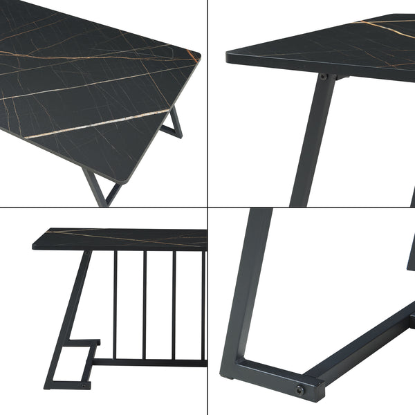 Masuta cafea Nospoo 120x60x46 cm negru marmorat [en.casa]