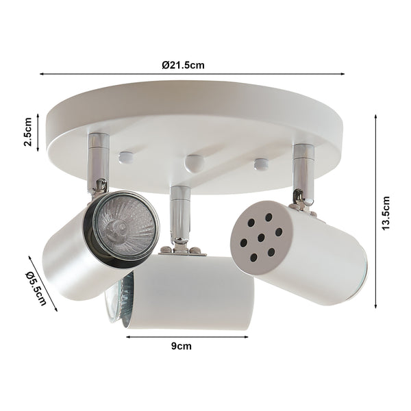 Lampa de plafon Bathgate 13 cm 3 x GU10 max 28W alb [lux.pro]