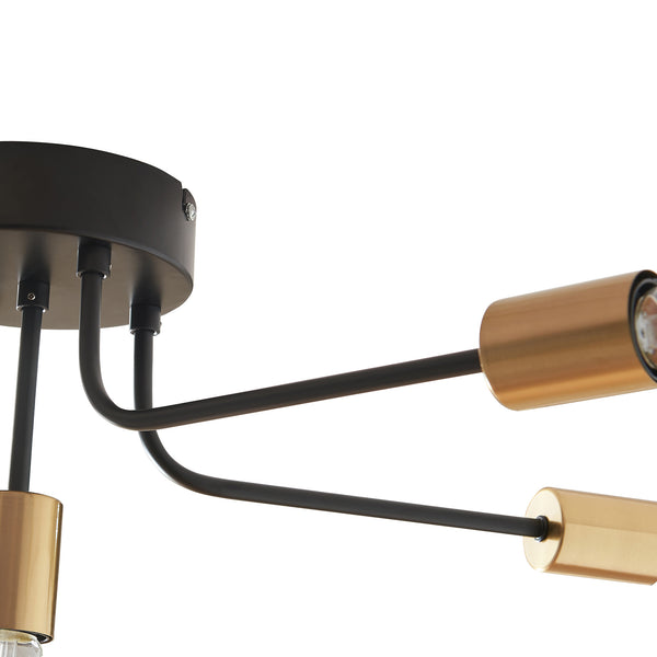 Lampa de plafon  Benfleet, 21 cm 5 x E27 max 60W negru/culoarea alamei [lux.pro]