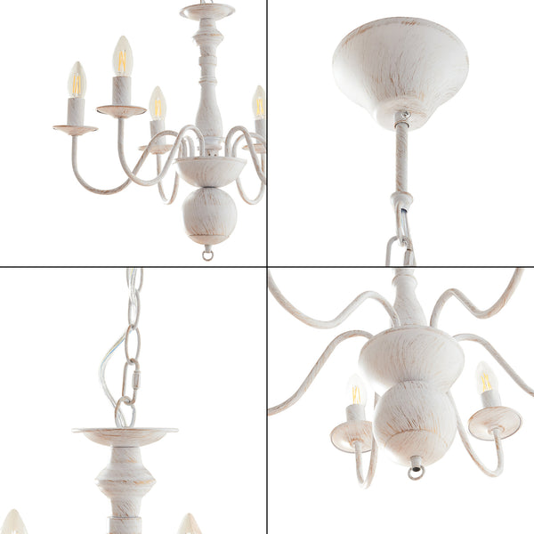 Lustra Berkeley 160x56x56 cm 6xE14 max 40W alb vintage [lux.pro]