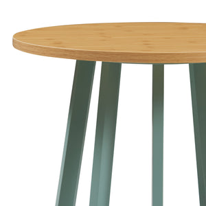 Masuta rotunda Lensuu 48x48 cm efect lemn stejar/verde pastel [en.casa]