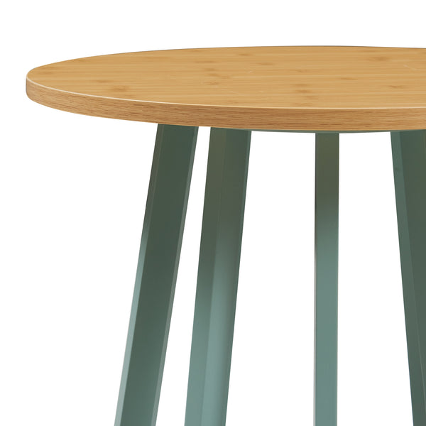 Masuta rotunda Lensuu 48x48 cm efect lemn stejar/verde pastel [en.casa]