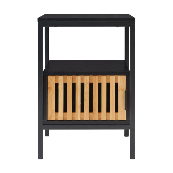 Noptiera Luniehti 58x40x33 cm negru natur [en.casa]