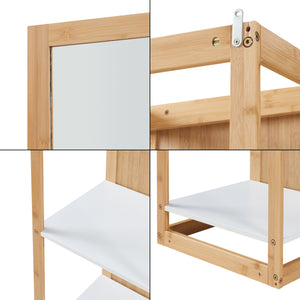 Raft cu oglinda As 170x40x35 cm bambus [en.casa]