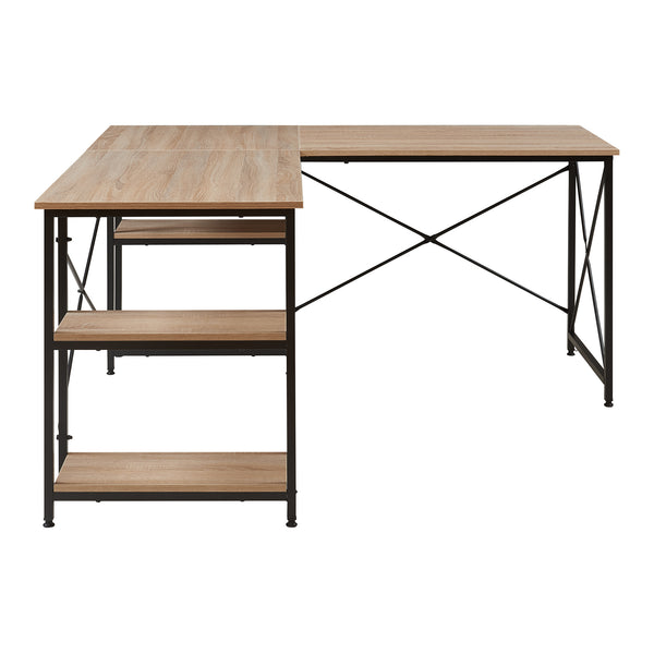 Birou de colt Klirurud 150x150x75 negru/efect lemn stejar [en.casa]