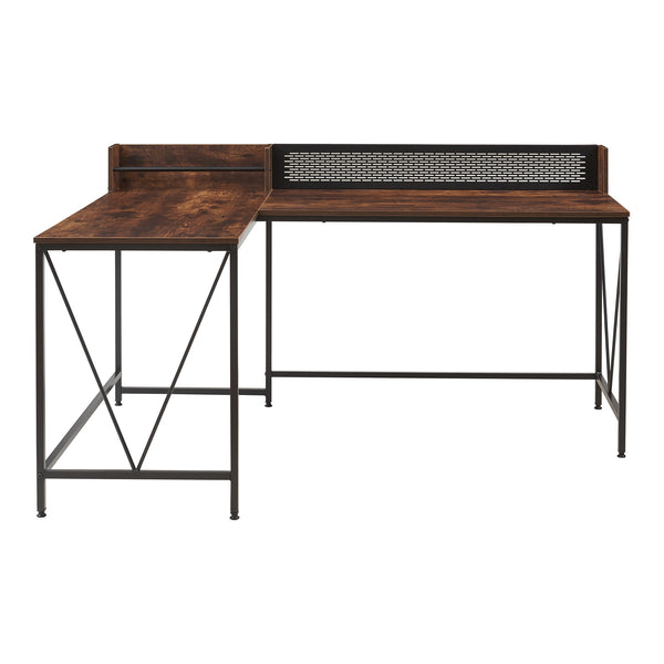 Birou de colt Frelvepirg 165x110x90 cm negru/efect lemn nuc [en.casa]