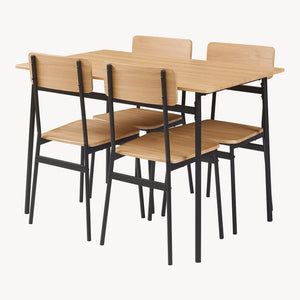 Set masa si 4 scaune Pollenev 110x70x75 cm efect stejar/negru [en.casa]
