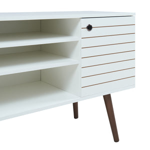 Comoda TV Vare 130x40x65 cm alb/efect nuc [en.casa]